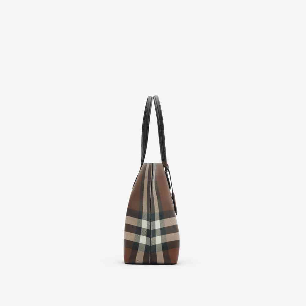 Burberry Dark Birch Brown Checked Tote Bag-1