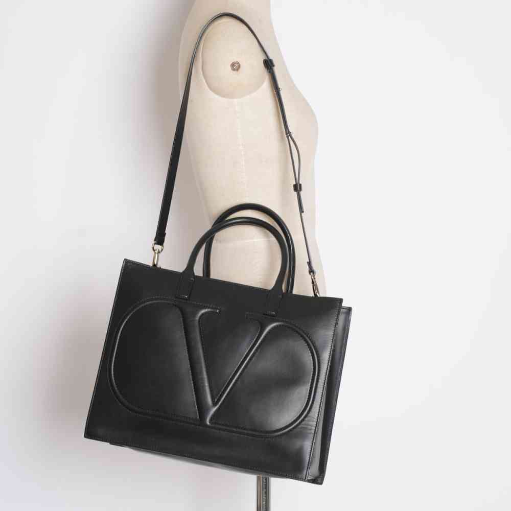 Valentino Viva Superstar V Logo Black Tote Bag-5