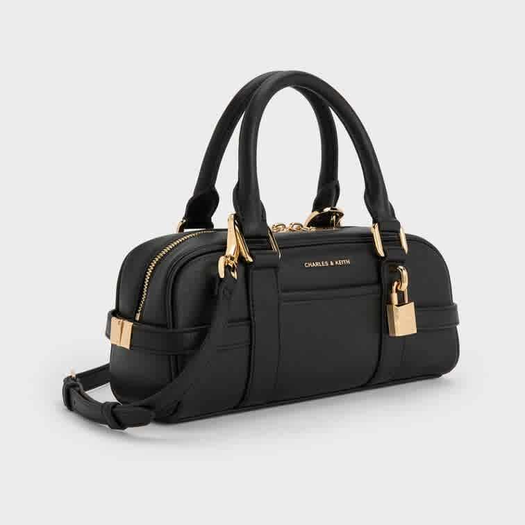 Black Charles & Keith Scottie White Bowling Bag
