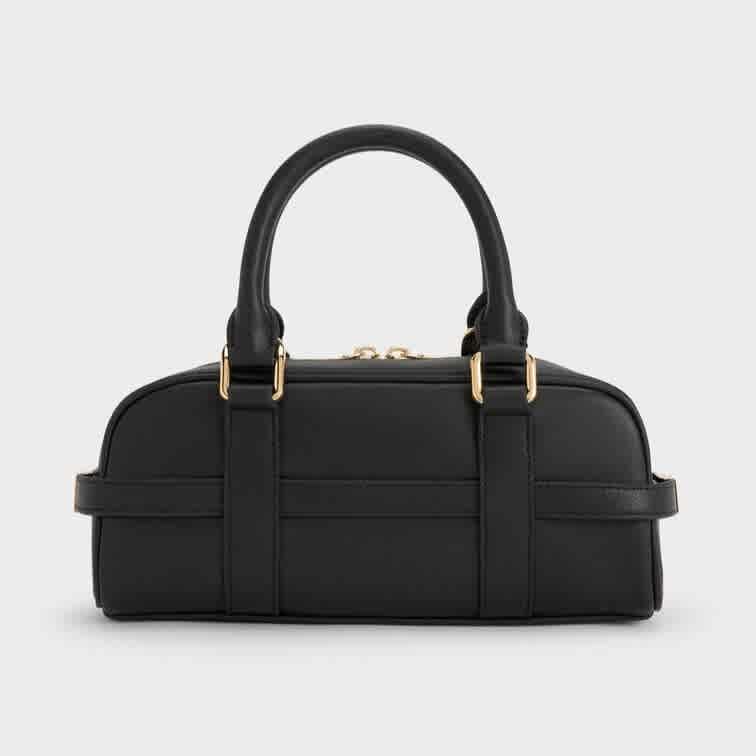 Charles & Keith Scottie Black Bowling Bag-thumb-3