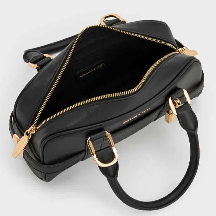 Charles & Keith Scottie Black Bowling Bag-thumb-2