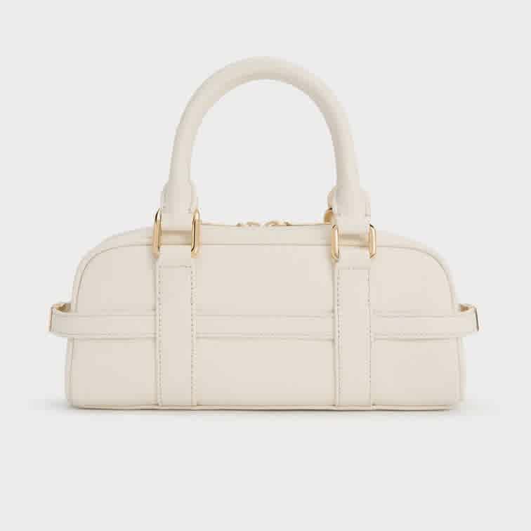 Charles & Keith Scottie White Bowling Bag-thumb-2
