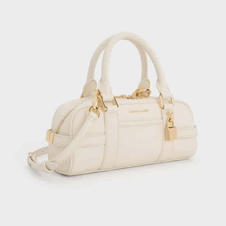 Charles & Keith Scottie White Bowling Bag-thumb-0