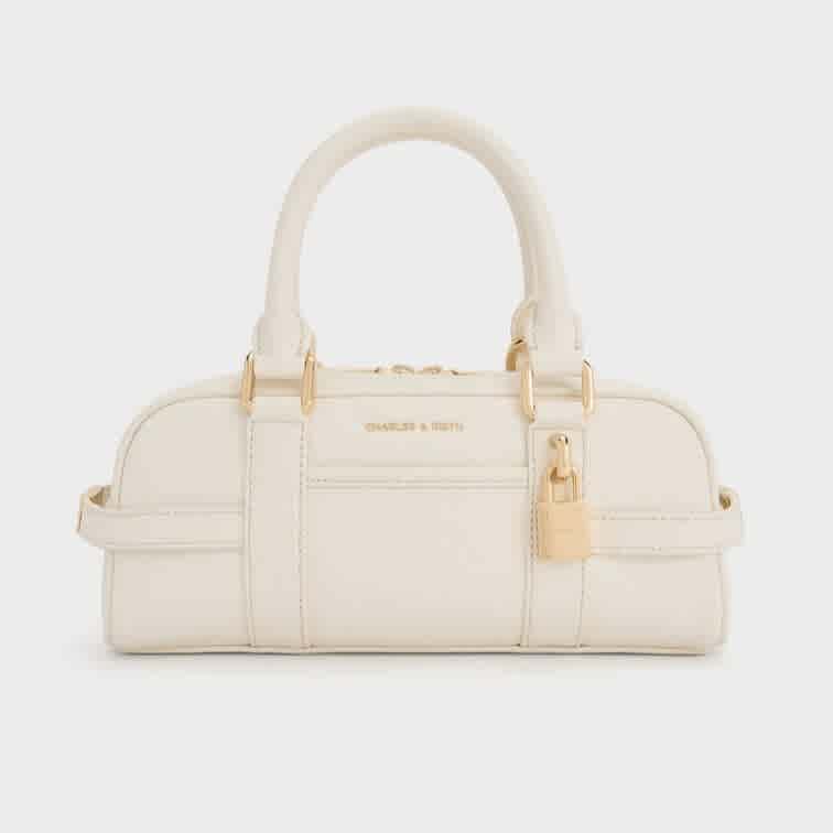 Charles & Keith Scottie White Bowling Bag-thumb-1