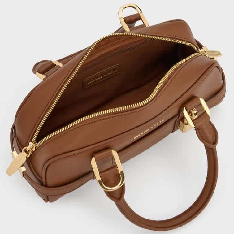Charles & Keith Scottie Brown Bowling Bag-thumb-4