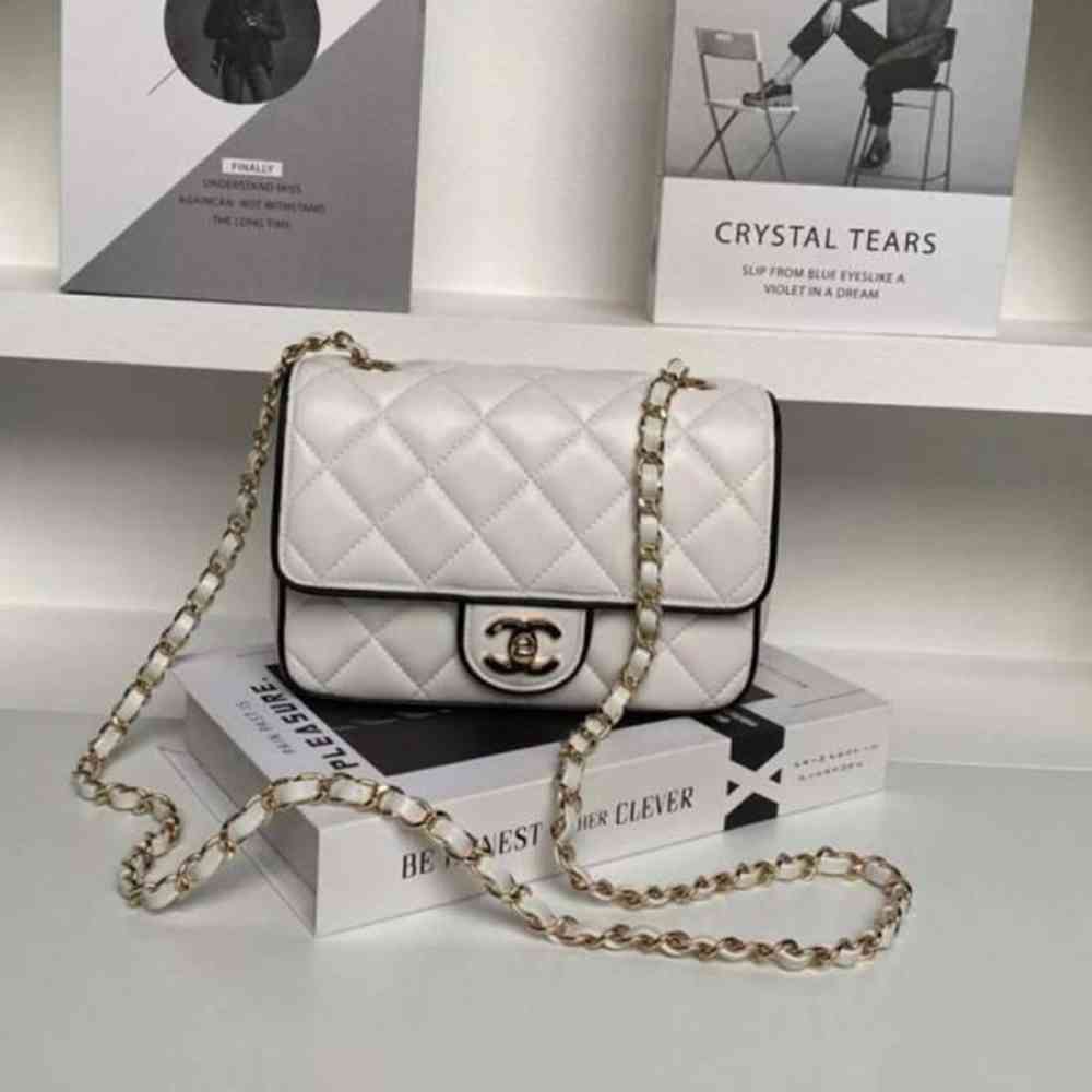 Chanel Pearl Classic Panda White Flap Shoulder Bag-1