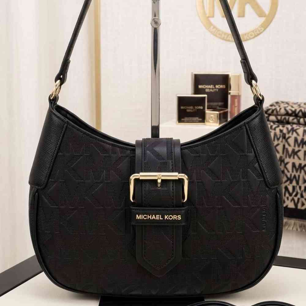 Black Michael Kors Lillian Small White Shoulder Bag