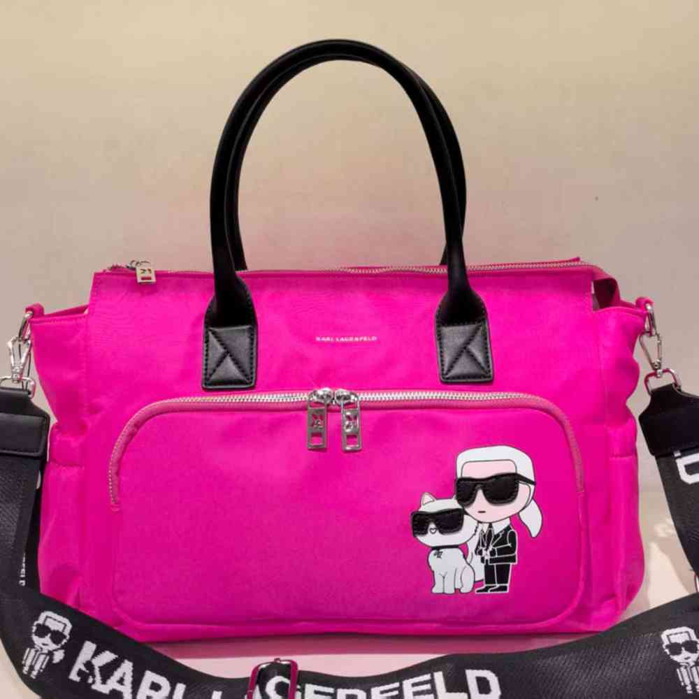Pink Karl Lagerfeld Ikonik Regular Black Duffle Bag