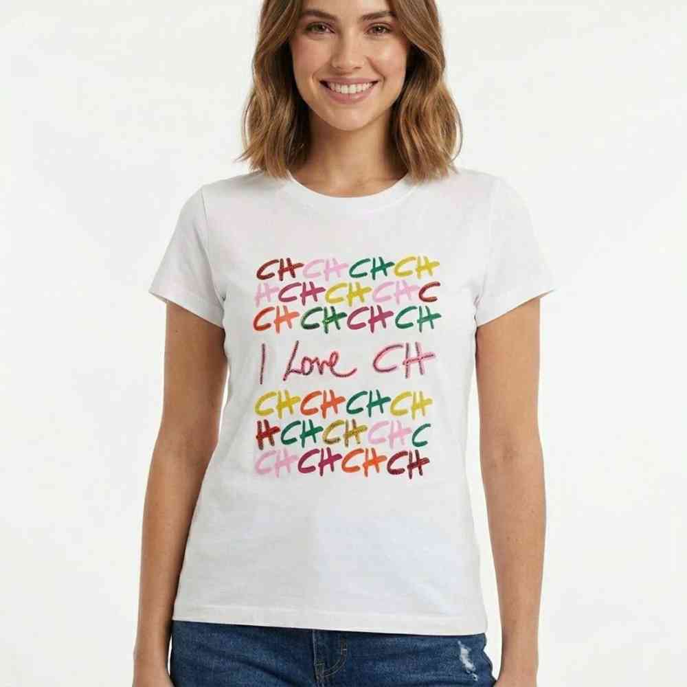 White Carolina Herrera Graffiti Logo Black Cotton T-Shirt
