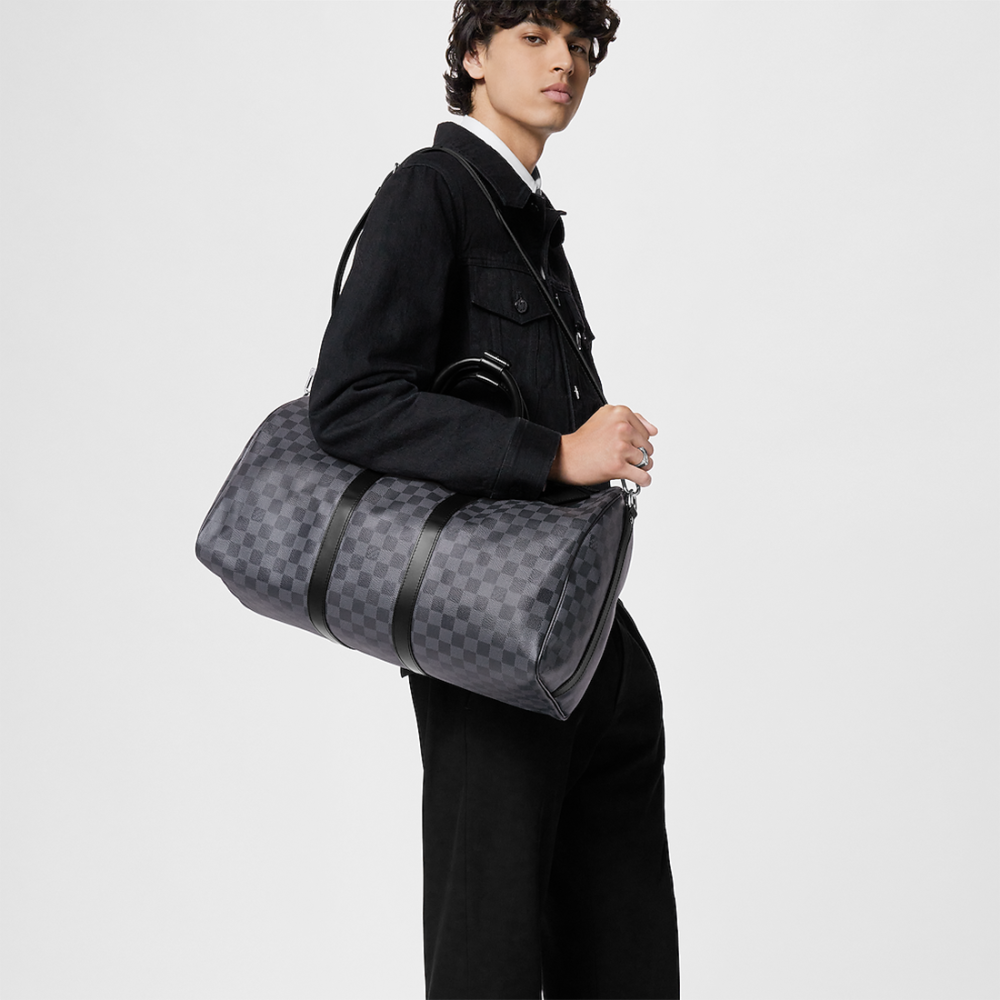 Louis Vuitton Keepall Bandouliére 50 Monogram Canvas Black Duffle Bag-6