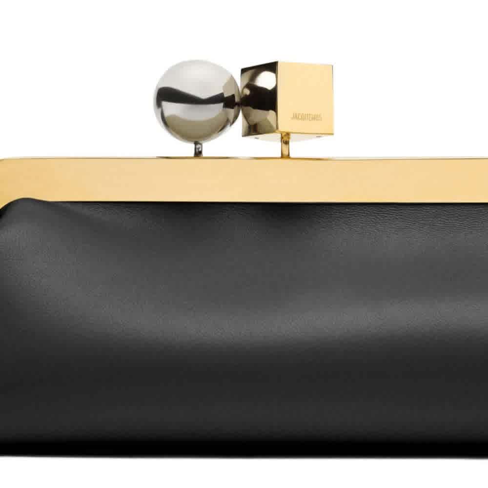 Jacquemus Salon Black Evening Clutch Bag-thumb-3