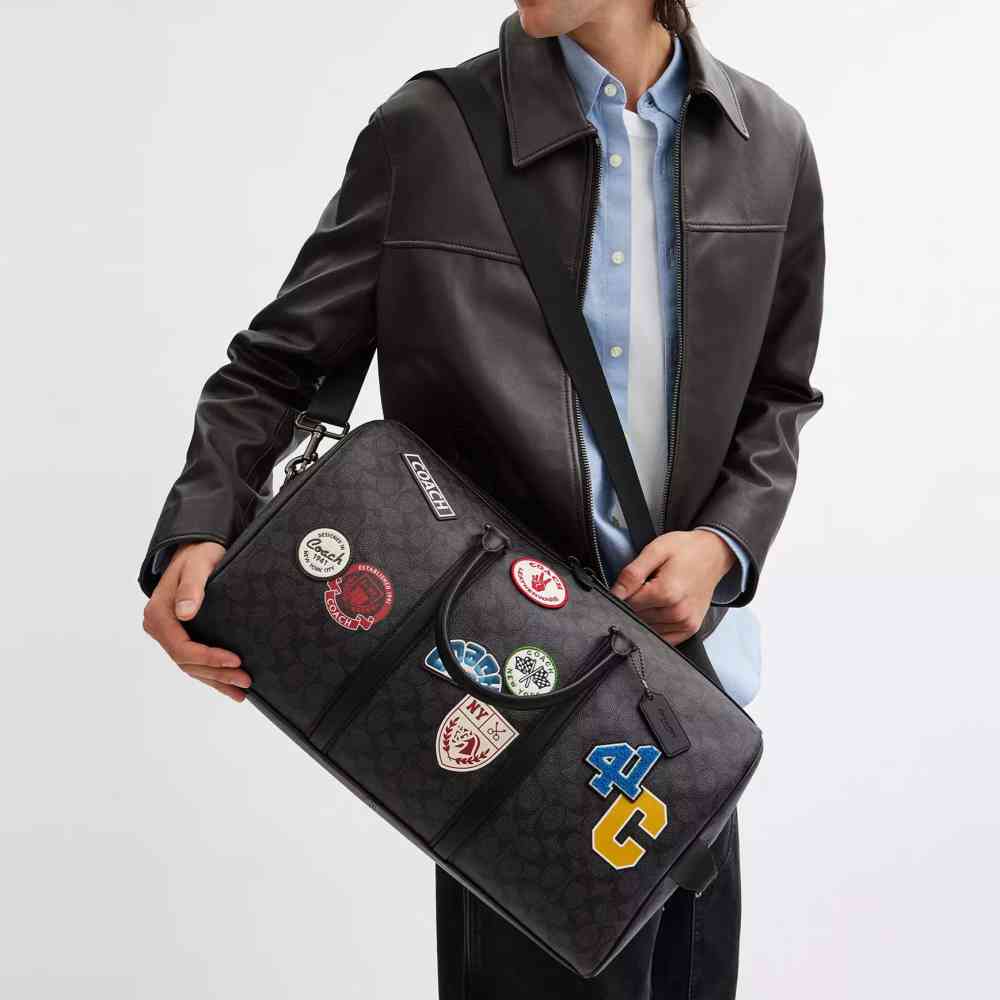 Coach Signature Canvas Black Duffle Bag-thumb-3
