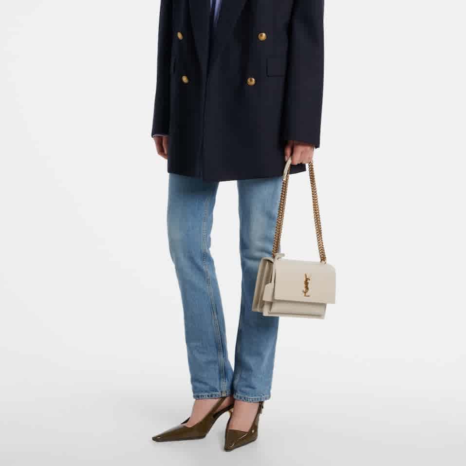 Saint Laurent Sunset Top White Sling Bag-4