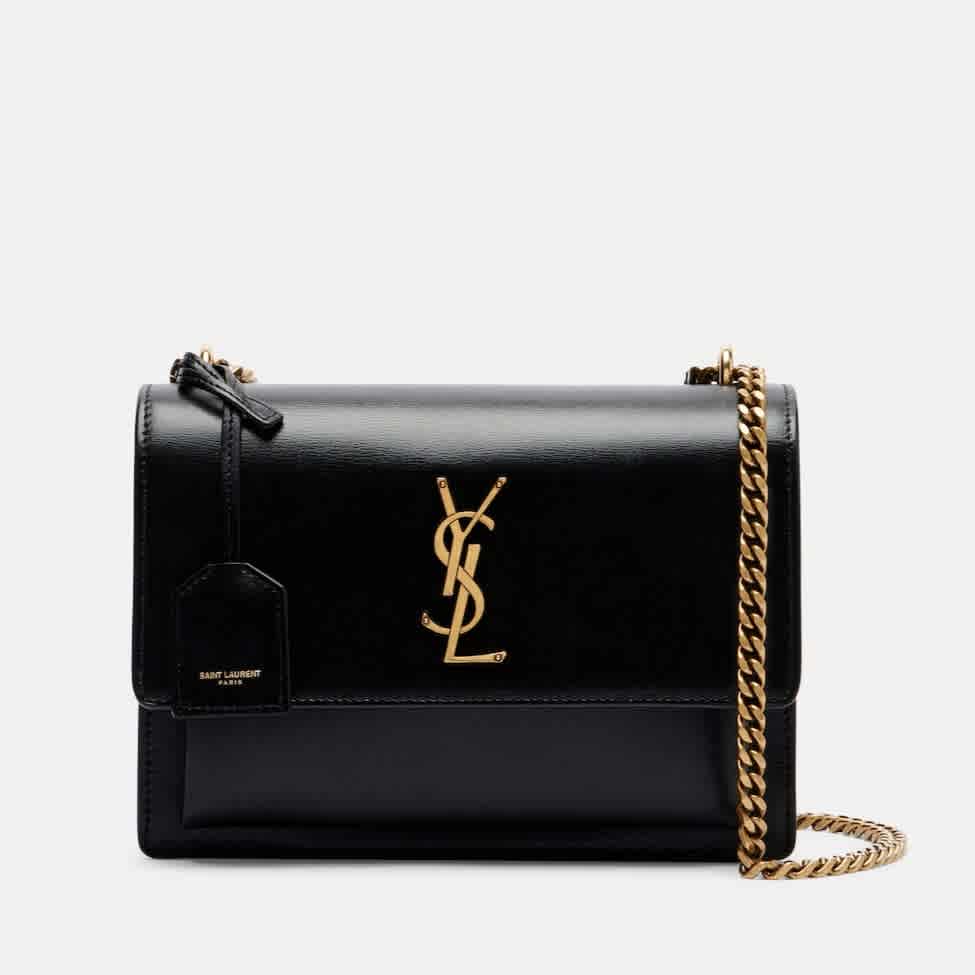 Golden Saint Laurent Sunset Top White Sling Bag