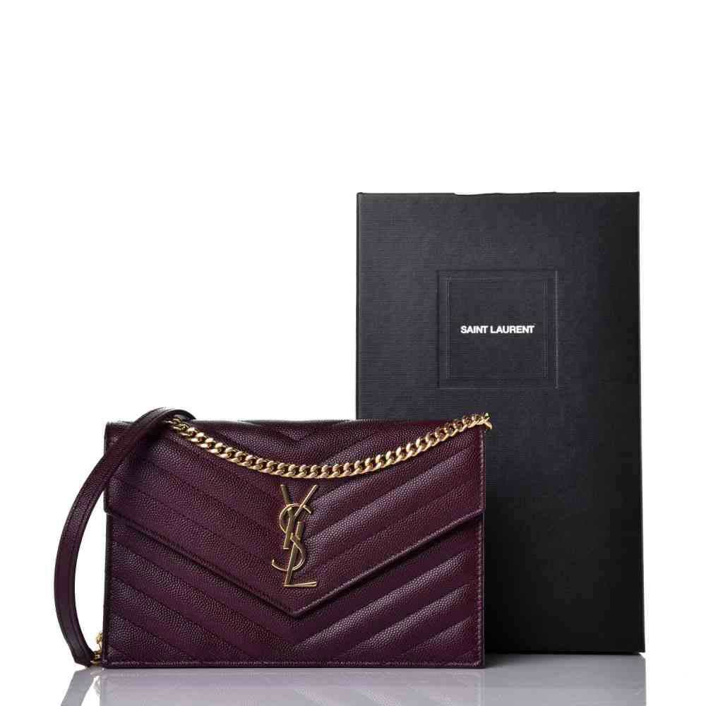 Saint Laurent Kate Grained Wine leather Sling Bag-5