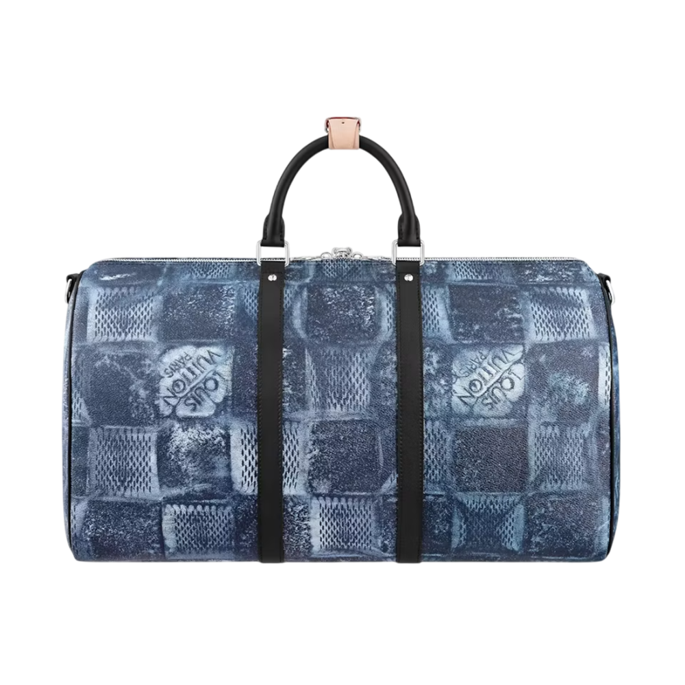 Louis Vuitton LV Damier Keepall Bandoulire Navy Blue Duffle Bag-1