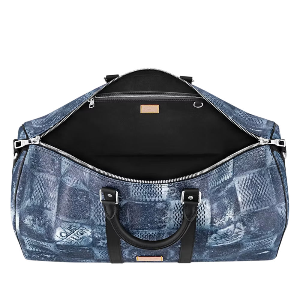 Louis Vuitton LV Damier Keepall Bandoulire Navy Blue Duffle Bag-2