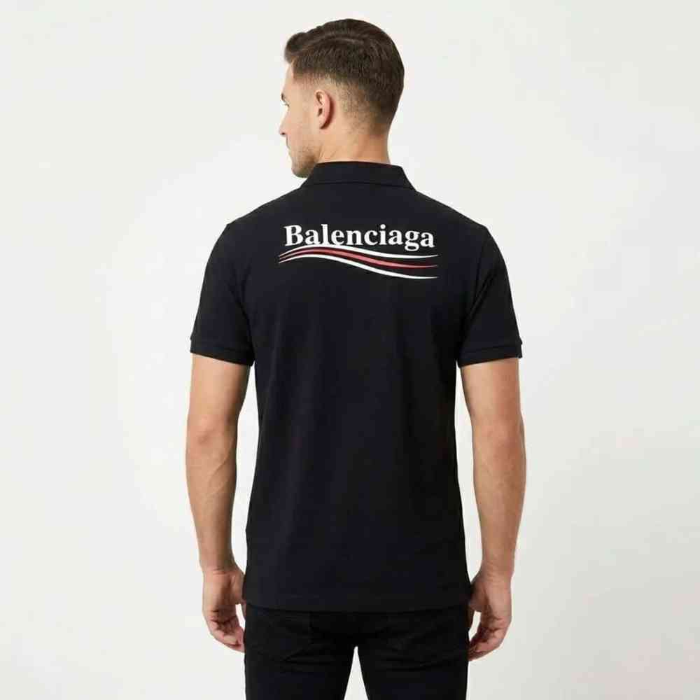 Balenciaga BB Logo Black Polo T-Shirt-thumb-1