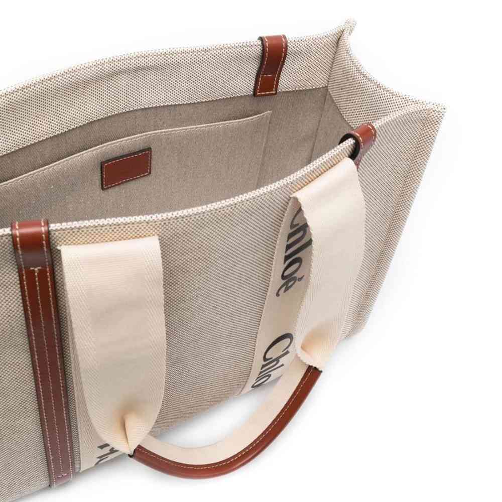 Chloe Woody Large White Tote Bag-3