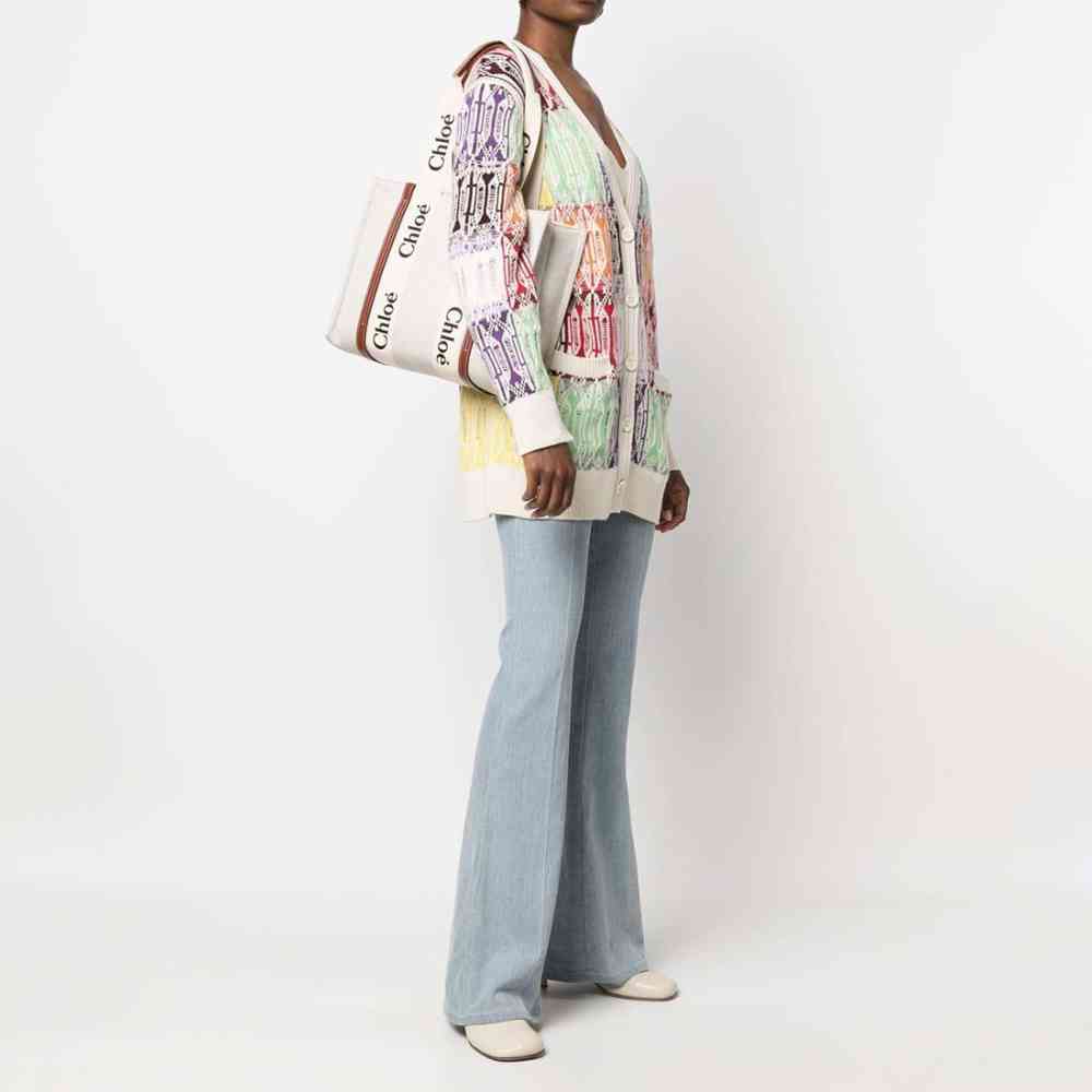 Chloe Woody Large White Tote Bag-4