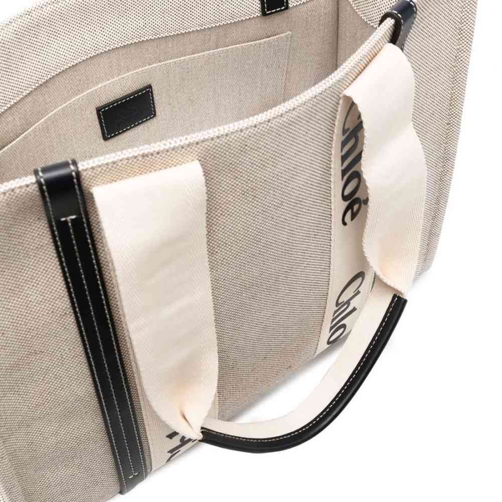 Chloe Woody White Large Tote Bag-4