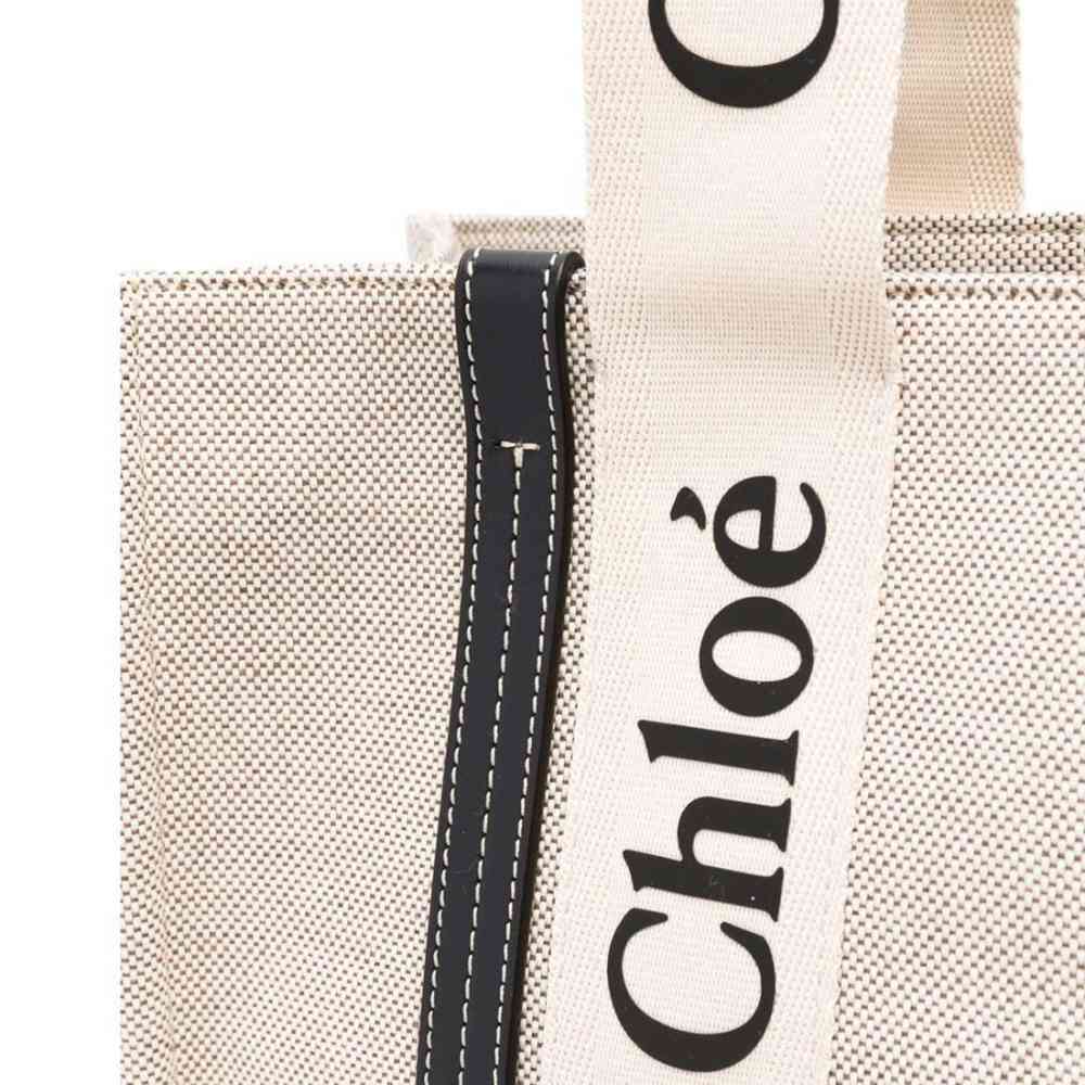 Chloe Woody White Large Tote Bag-3