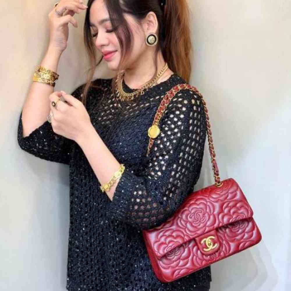 Chanel Camellia-Embossed Red Limited Edition Flap Bag-thumb-1