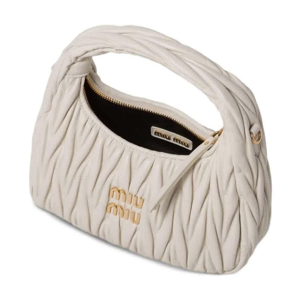 Miu Miu Wander Matlasse White Hobo Bag-2