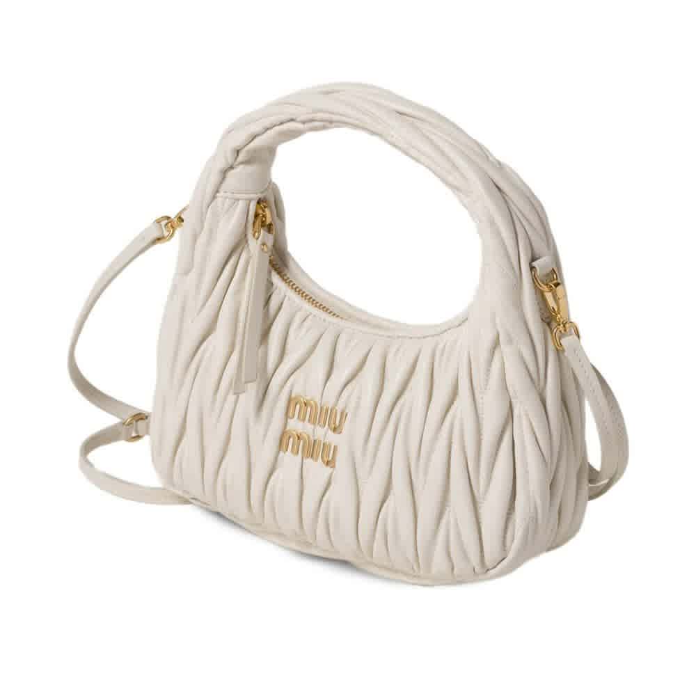 Miu Miu Wander Matlasse White Hobo Bag-3