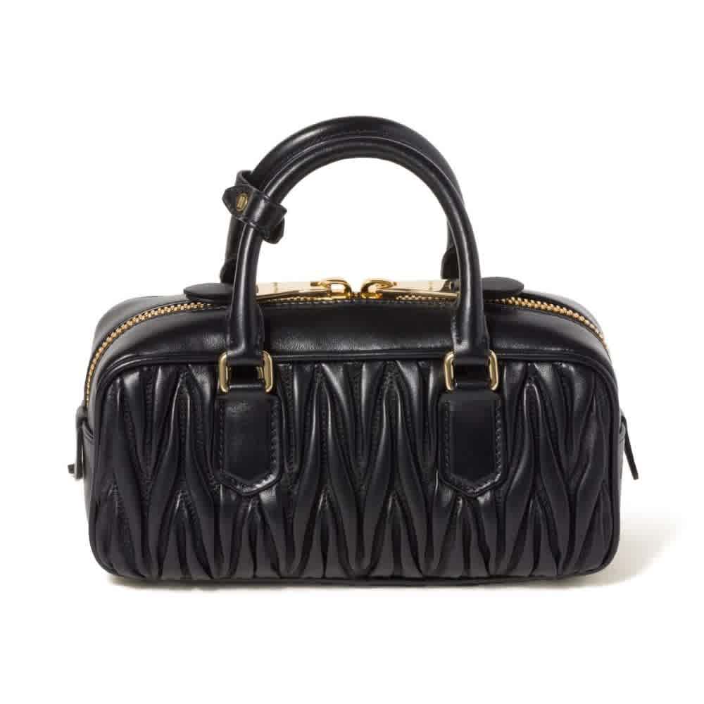 Miu Miu Arcadie Matlasse Black Nappa Handbag-1