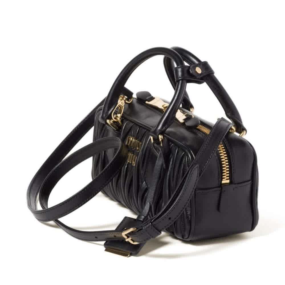 Miu Miu Arcadie Matlasse Black Nappa Handbag-3