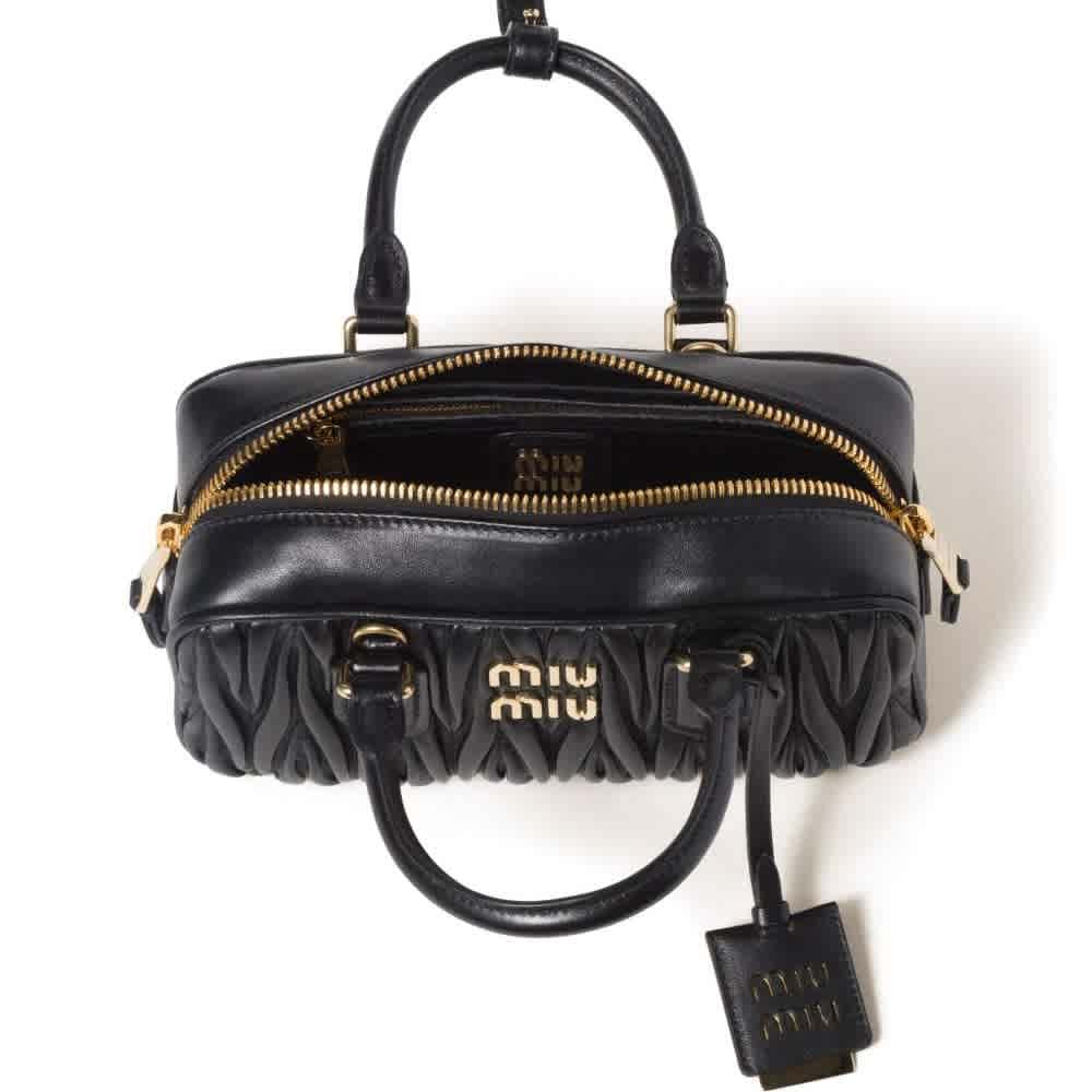 Miu Miu Arcadie Matlasse Black Nappa Handbag-2