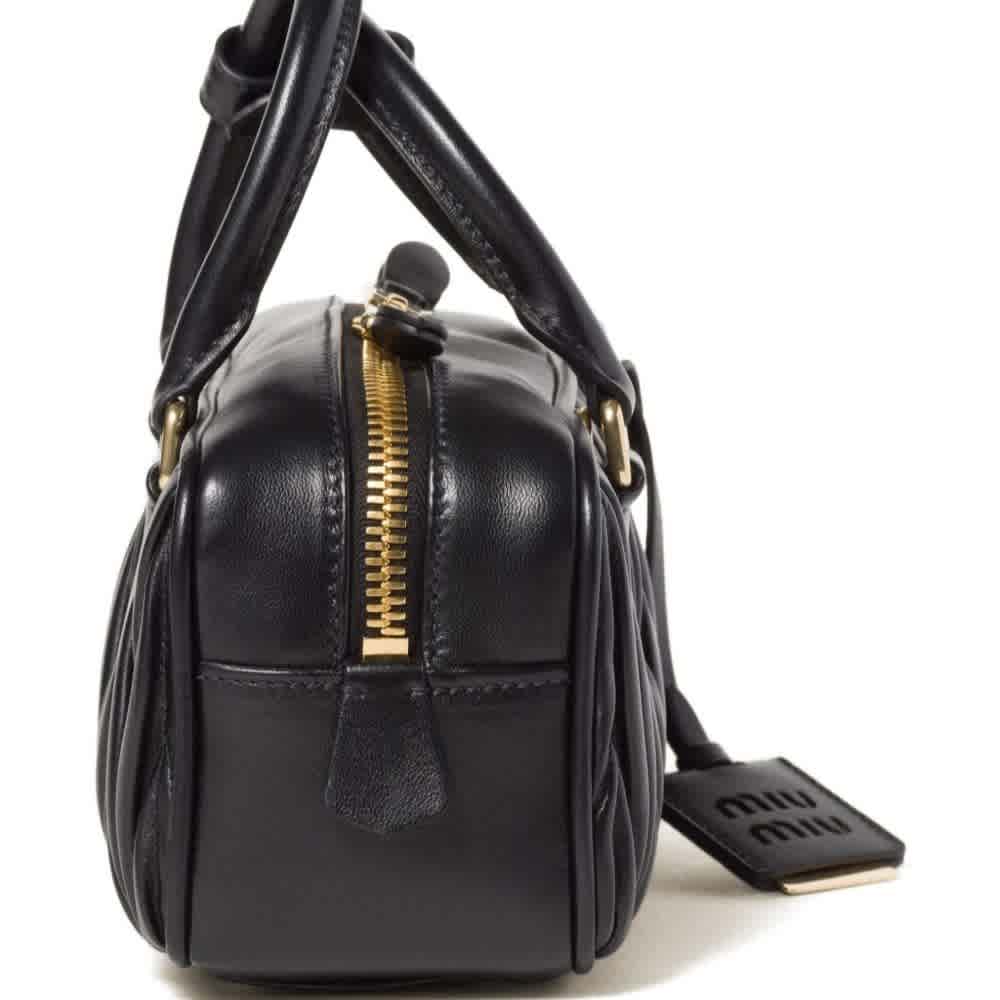 Miu Miu Arcadie Matlasse Black Nappa Handbag-4