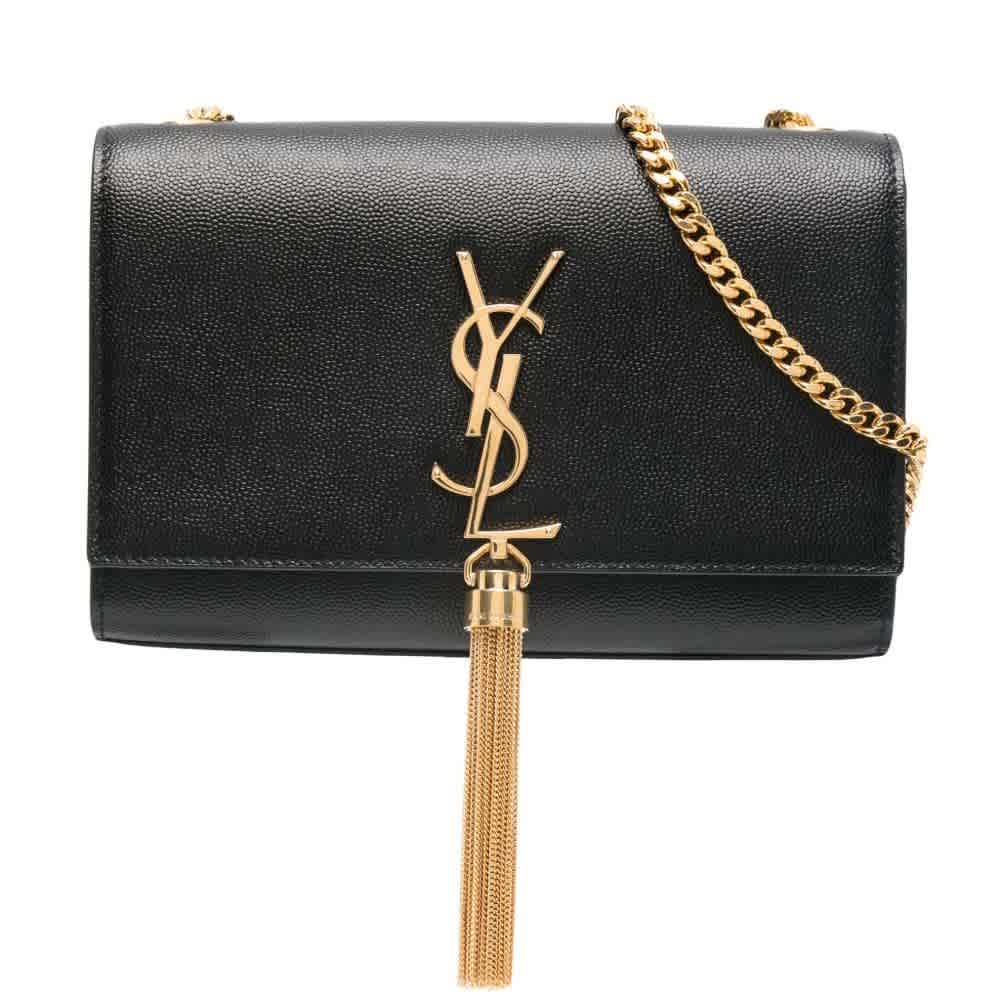 Black Saint Laurent Medium White Chain Sling Bag