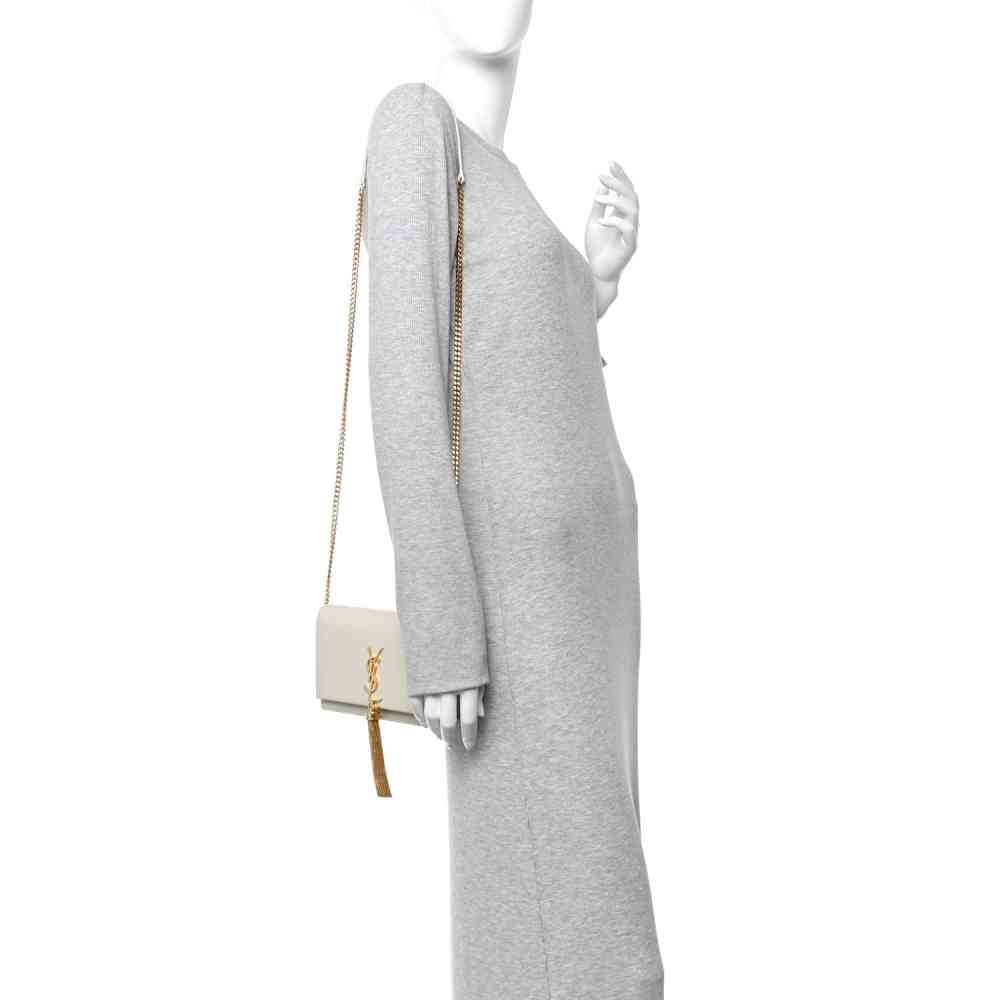 Saint Laurent Medium White Chain Sling Bag-6