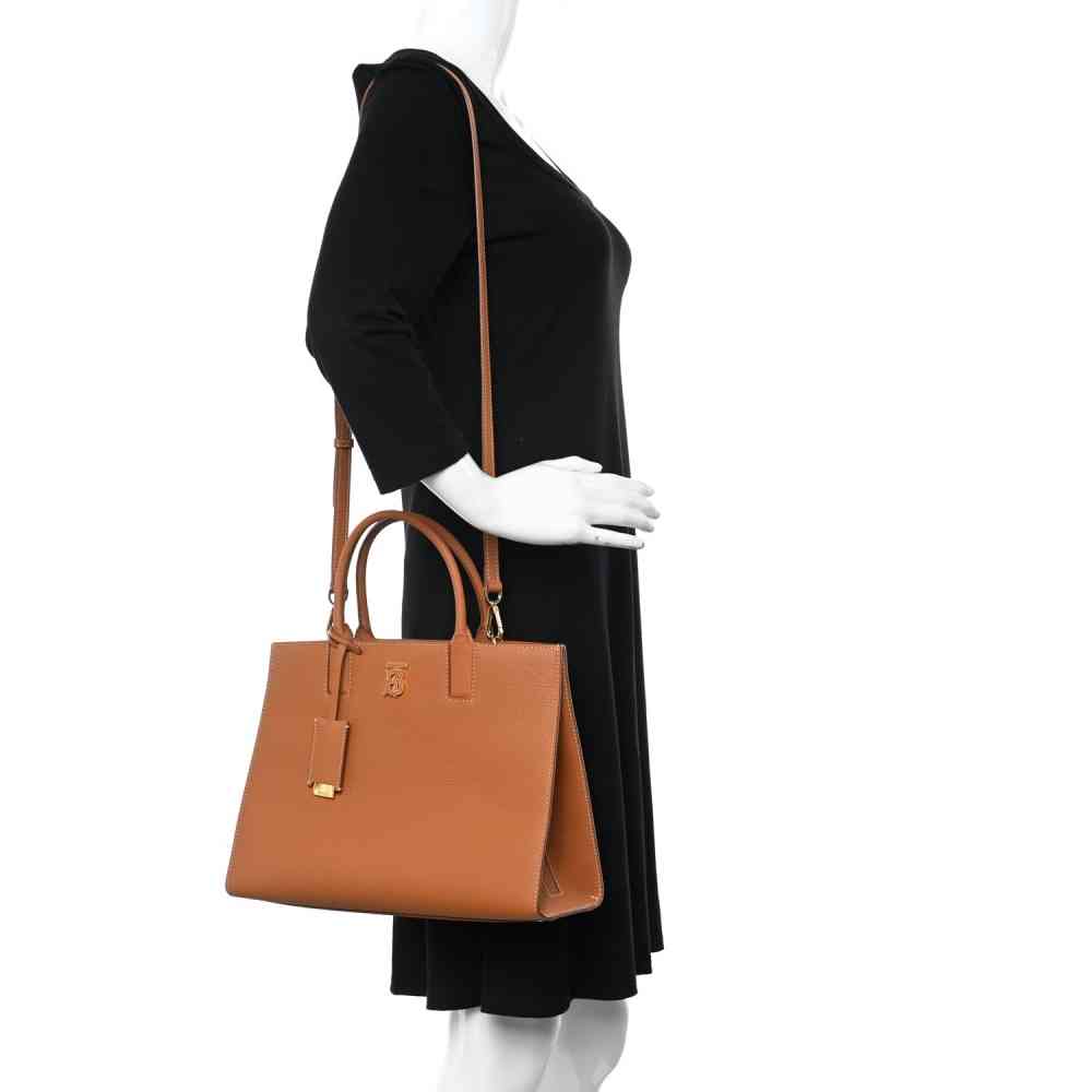 Burberry `tb` Brown mini tote Bag-6