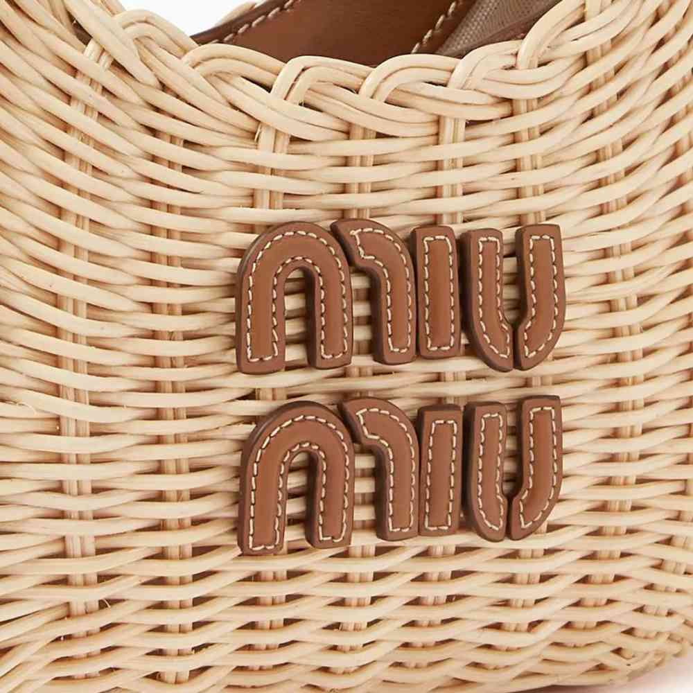 Miu Miu Wander Wicker Brown Handbag-3