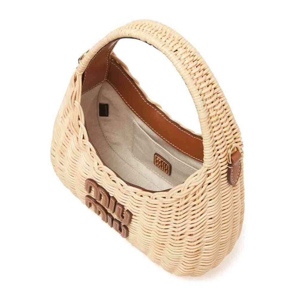 Miu Miu Wander Wicker Brown Handbag-2