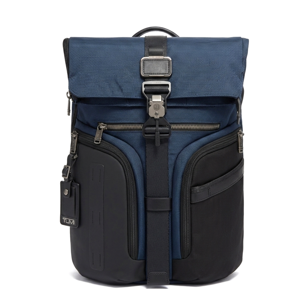 Blue Tumi Alpha Bravo Logistics Flap Lid Orange Backpack