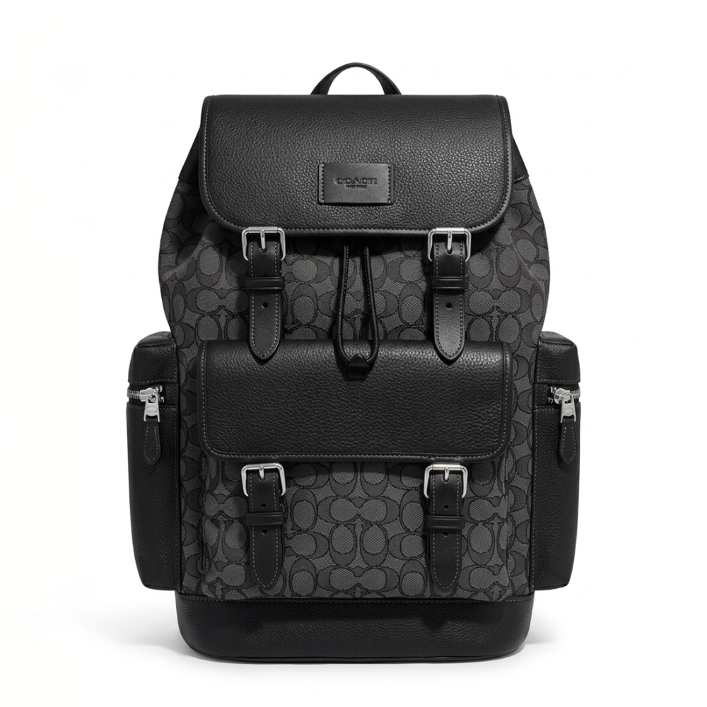 Coach Black Backpack In Signature Canvas-thumb-0