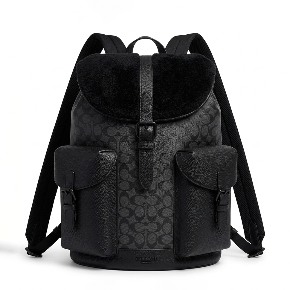 Black Coach Highend Beige Leather Backpack