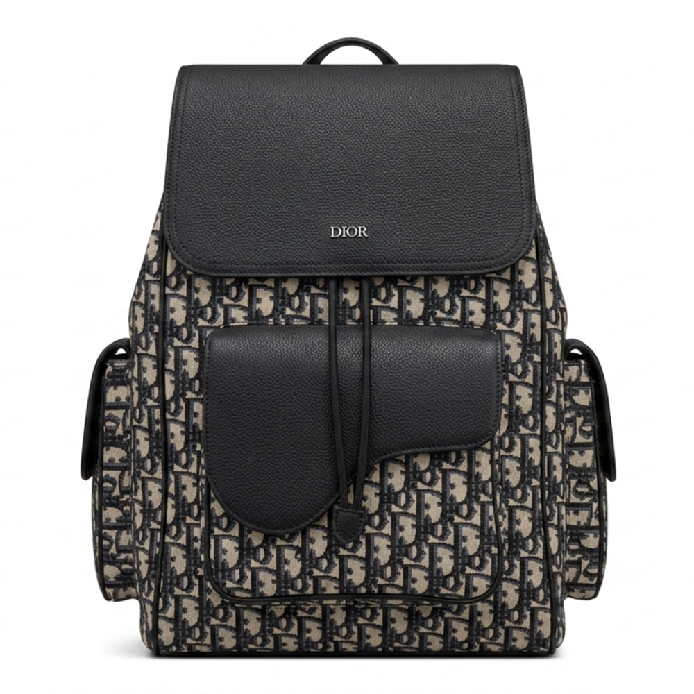 Black & White Dior Saddle Bag Black Backpack