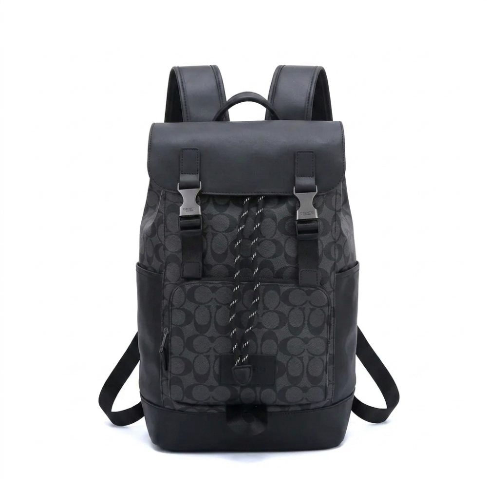 Black Coach Rivingtone Brown Leather Backpack