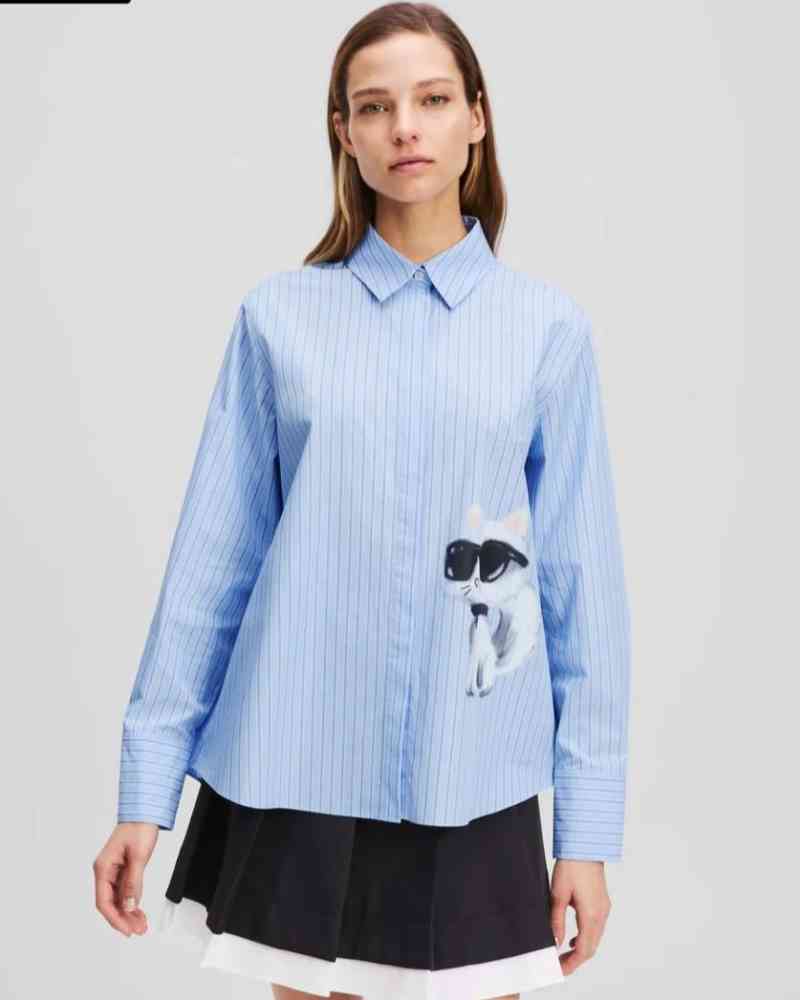 Sky Blue Karl Lagerfeld Blue Striped Women Shirt