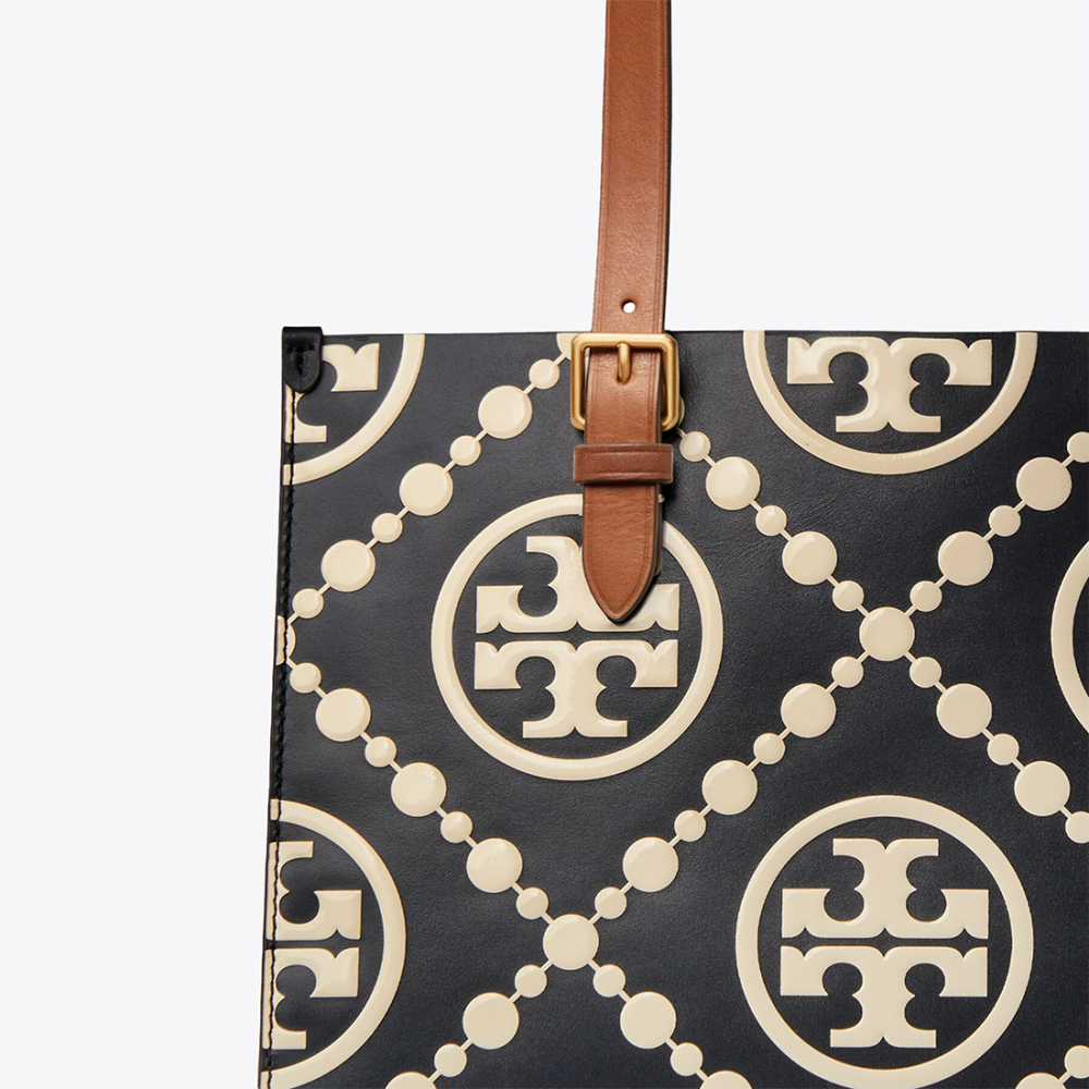 Tory Burch Monogram Black Contrast Embossed Tote Bag-3