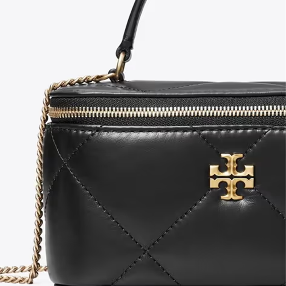 Tory Burch Diamond Kira Black Quilted Vanity Handbag-3