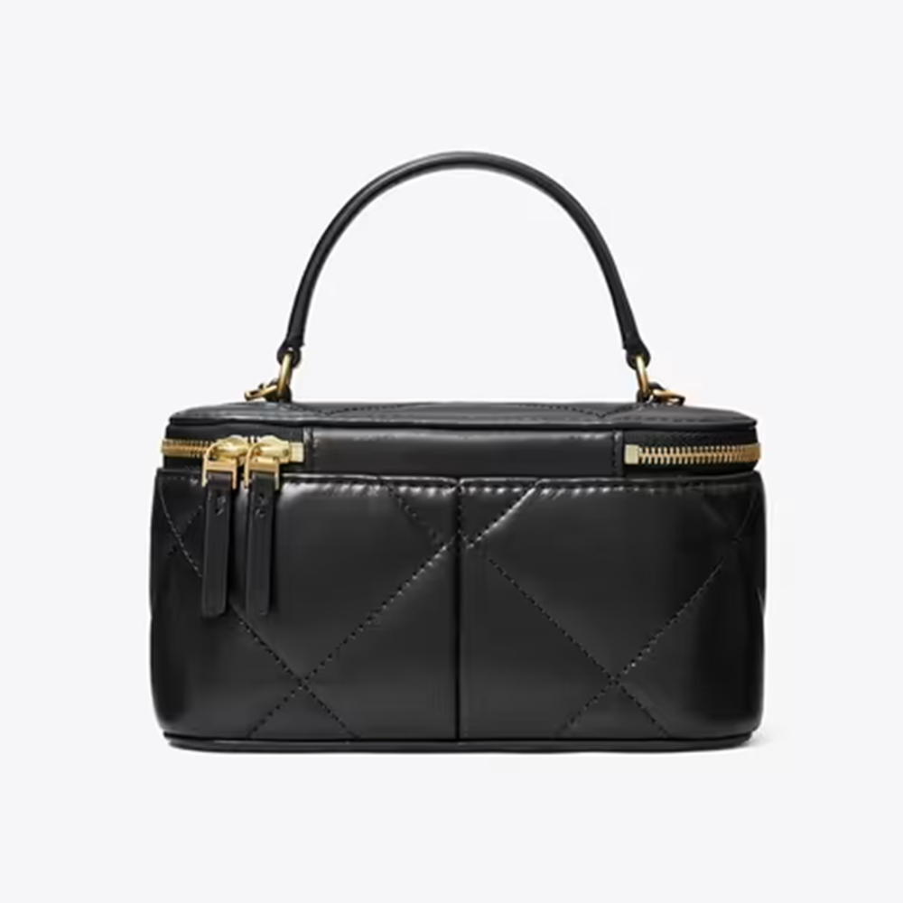 Tory Burch Diamond Kira Black Quilted Vanity Handbag-1