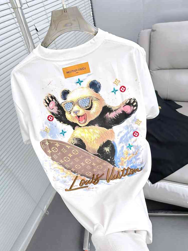 Louis Vuitton White Embroidery Logo Premium T-shirt-2