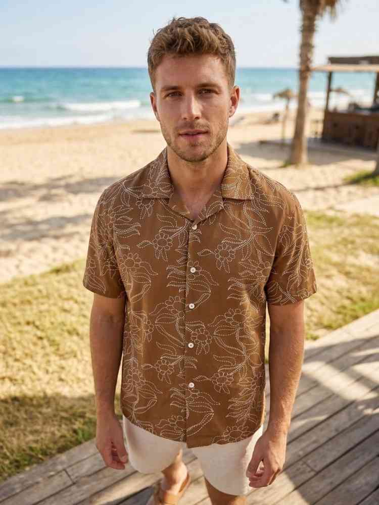 Loewe Brown Premium Quality Short Sleeve Shirt-1