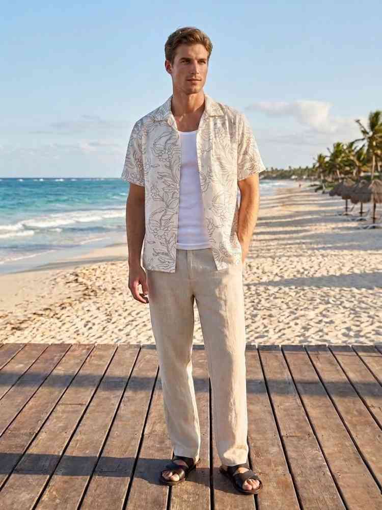 Loewe Cream Premium Quality Short Sleeve Shirt-1